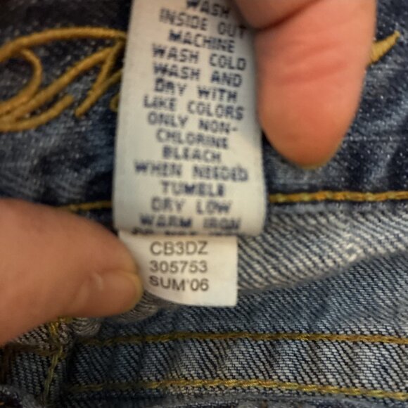 Old Navy Womens 6 Y2K Bootcut Jeans Blue Distressed Denim Painted Pocket - Picture 11 of 11